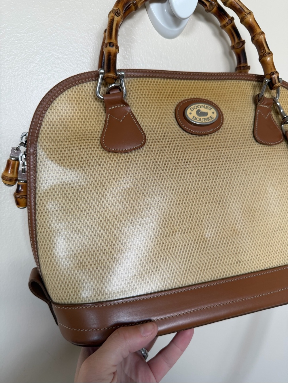 DOONEY & BOURKE Vintage Handbag Shoulder bag with Bamboo Handles - Picture 4 of 14